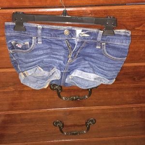 Dark wash denim shorts from hollister.